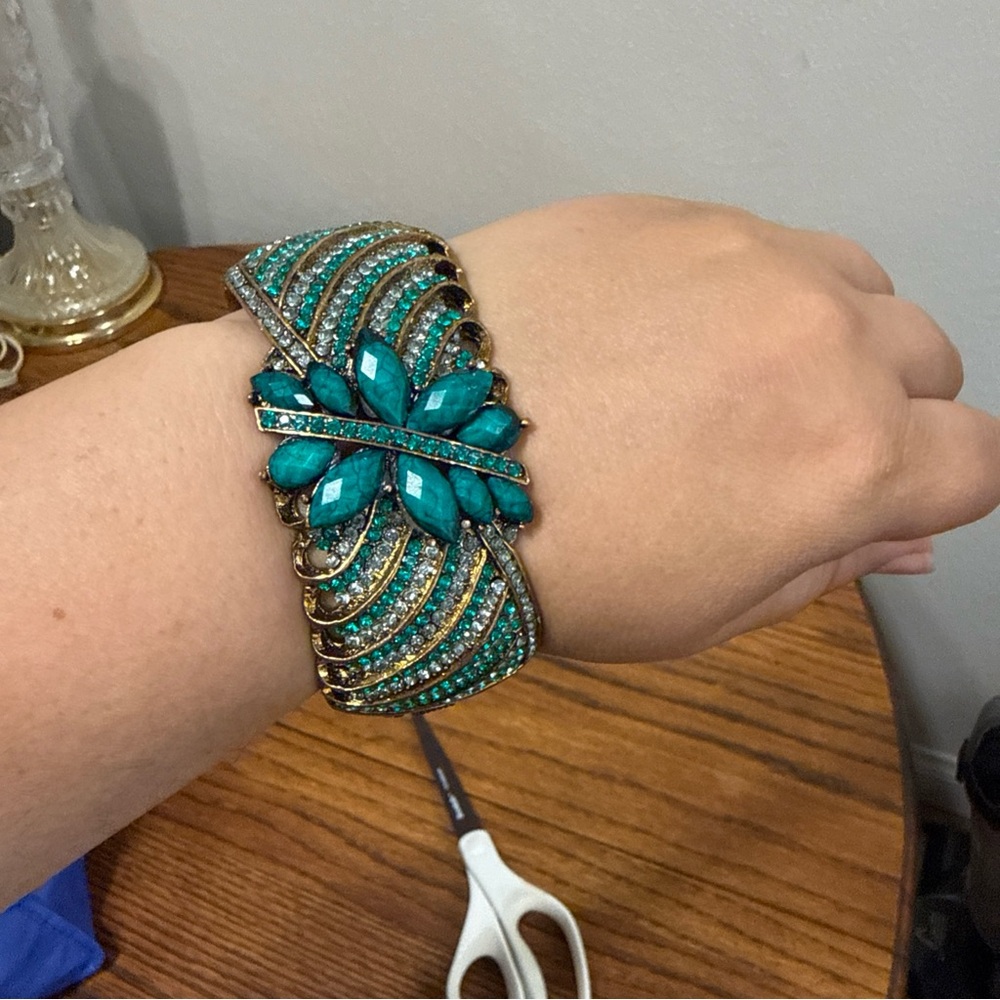 Victorian Turquoise bohemian and Gold Bracelet boho